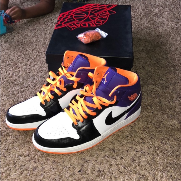 purple black orange jordan 1
